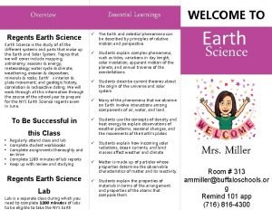 Essential Learnings Overview Regents Earth Science is the