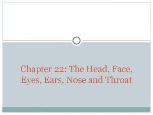 Chapter 22 The Head Face Eyes Ears Nose