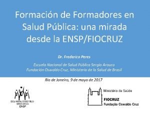 Formacin de Formadores en Salud Pblica una mirada