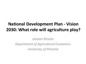Vision 2030 agricultural sector plan
