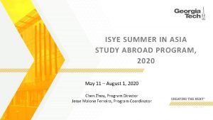 Isye asia program