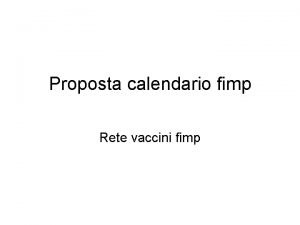 Proposta calendario fimp Rete vaccini fimp Calendario FIMP