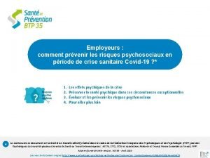 Employeurs comment prvenir les risques psychosociaux en priode