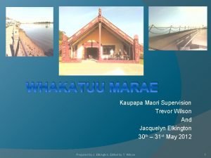 WHAKATUU MARAE Kaupapa Maori Supervision Trevor Wilson And