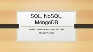 SQL No SQL Mongo DB 14 848 Cloud