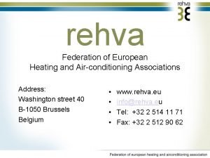 rehva Federation of European Heating and Airconditioning Associations