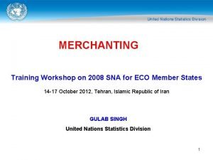 MERCHANTING Training Workshop on 2008 SNA for ECO