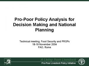 ProPoor Policy Analysis for Decision Making and National