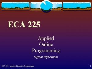 ECA 225 Applied Online Programming regular expressions ECA