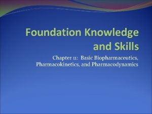 Foundation Knowledge and Skills Chapter 11 Basic Biopharmaceutics