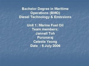Bachelor Degree in Maritime Operations BMO Diesel Technology