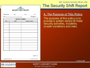 800 Guide for Security Officers 880 The Security