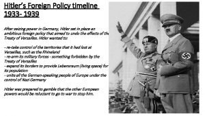 Hitler's foreign policy timeline