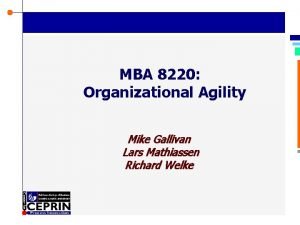 MBA 8220 Organizational Agility Mike Gallivan Lars Mathiassen
