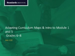 Adapting Curriculum Maps Intro to Module 1 and