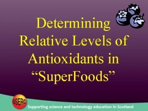 Determining Relative Levels of Antioxidants in Super Foods