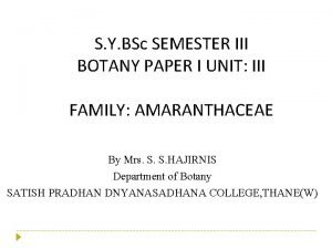 S Y BSc SEMESTER III BOTANY PAPER I