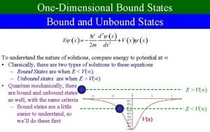 OneDimensional Bound States Bound and Unbound States To