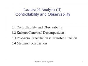 Controllability matrix