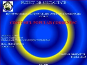 PROIECT DE SPECIALITATE PENTRU OBTINEREA CERTIFICATULUI DE COMPETENE