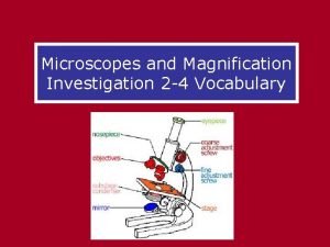 Microscopes and Magnification Investigation 2 4 Vocabulary Microscopy