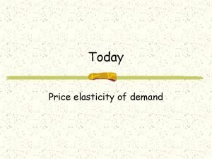 Today Price elasticity of demand Chapter 18 Elasticity