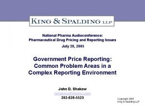 National Pharma Audioconference Pharmaceutical Drug Pricing and Reporting