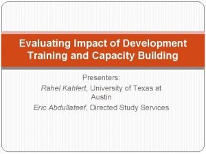 Evaluating Impact of Development Training and Capacity Building