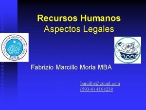 Recursos Humanos Aspectos Legales Fabrizio Marcillo Morla MBA