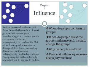 Chapter 7 Influence An interpersonal undercurrent flows beneath