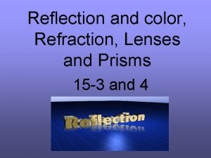Reflection and color Refraction Lenses and Prisms 15