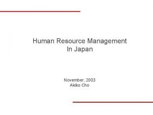 Human Resource Management In Japan November 2003 Akiko