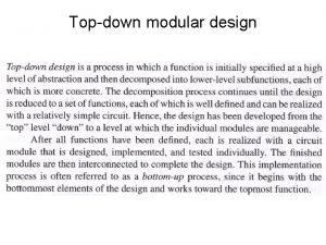 Topdown modular design Decoders nto2 n decoder logic