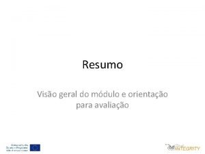 Resumo Viso geral do mdulo e orientao para