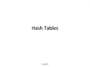 Hash Tables Comp 550 Dictionary Dictionary Dynamicset data