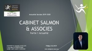 Actualit Sociale 2019 2020 CABINET SALMON ASSOCIES Partie