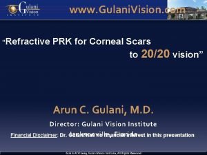 www Gulani Vision com Refractive PRK for Corneal