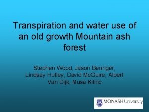 Transpiration and water use of an old growth