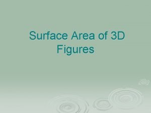 Surface Area of 3 D Figures Define Surface