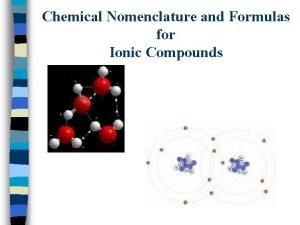 Chemical Nomenclature and Formulas for Ionic Compounds Ionic