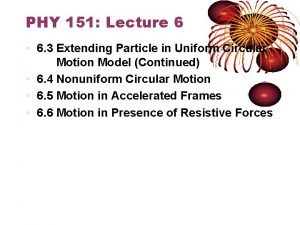 PHY 151 Lecture 6 6 3 Extending Particle