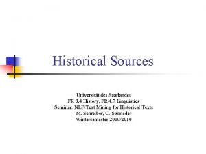 Historical Sources Universitt des Saarlandes FR 3 4