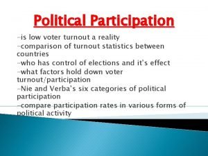 Political Participation is low voter turnout a reality