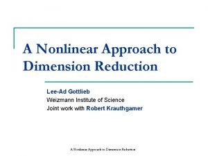 A Nonlinear Approach to Dimension Reduction LeeAd Gottlieb