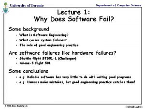 University of Toronto Department of Computer Science Lecture