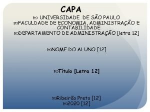 CAPA UNIVERSIDADE DE SO PAULO FACULDADE DE ECONOMIA