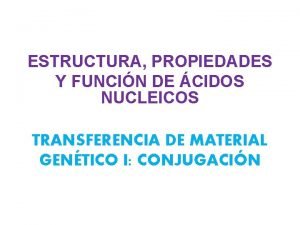 ESTRUCTURA PROPIEDADES Y FUNCIN DE CIDOS NUCLEICOS TRANSFERENCIA