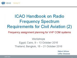 ICAO Handbook on Radio Frequency Spectrum Requirements for