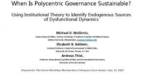 When Is Polycentric Governance Sustainable Using Institutional Theory