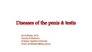 Diseases of the penis testis Ali Al Khader